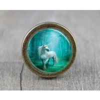 Einhorn Glas Cabochon Bronze Möbel Knauf / von jade4wood