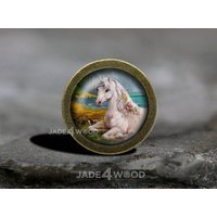 Einhorn Glas Cabochon Bronze Schrank Knäufe Pull/Kommode Möbelknöpfe von jade4wood