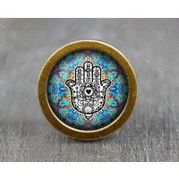 Hamsa Glas Cabochon Vintage Bronze Möbelknauf/Möbelknopf von jade4wood