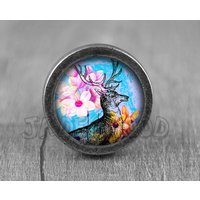 Hirsch & Blume Glas Cabochon Bronze Möbel Knauf/Kabinett von jade4wood