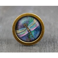 Libelle Glas Cabochon Vintage Bronze Möbel Knauf/Kabinett von jade4wood