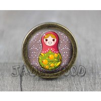 Matroschka Glas Cabochon Bronze Möbel Knauf / von jade4wood