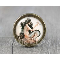 Meerjungfrau Glas Cabochon Bronze Möbelknauf / Meerjungfrau Glas Cabochon Bronze Möbelknauf / von jade4wood