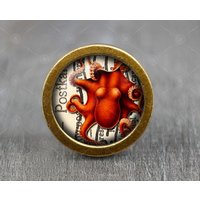 Oktopus Glas Cabochon Knauf Vintage Bronze Knauf von jade4wood