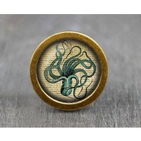 Oktopus Glas Cabochon Vintage Bronze Möbel Knauf / von jade4wood