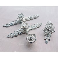 Shabby Chic Möbelknäufe Weiss Silber Rose Knäufe Wm548 von jade4wood