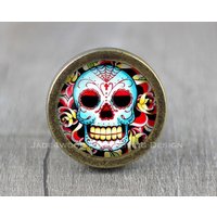 Totenkopf Glas Cabochon Bronze Möbel Knauf/Schrank von jade4wood