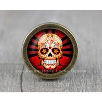 Totenkopf Glas Cabochon Bronze Möbel Knauf/Schrank von jade4wood