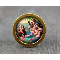 Victoria Mermaid Glas Cabochon Bronze Möbel Knauf / von jade4wood
