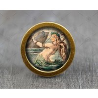 Victoria Mermaid Glas Cabochon Bronze Möbel Knauf / von jade4wood