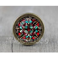 Vintage Kirche Glas Cabochon Bronze Schrank Knauf/Dresser Pull Möbelknauf von jade4wood