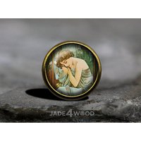 Vintage Victoria Glas Cabochon Schrankknopf Kommode Knauf Möbelknauf von jade4wood