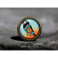 Vogel Glas Cabochon Schrankknopf Kommode Knauf von jade4wood