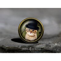 steampunk Katze Glascabochon Möbelknopf Kommode Knauf steampunk Katze Glascabochon Möbelknopf Kommode Knauf von jade4wood