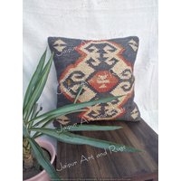 Jute Kelim Kissenbezüge, Handgemachter Kissenbezug, Wolle Boho Vintage Kissenbezug von jaipurartandrugs