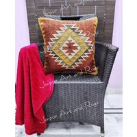 Jute-Kelim-Kissenbezüge, Handgefertigter Kissenbezug, Woll-Jute-Kissenbezug, Boho-Kissenbezug, Vintage-Kissenbezug von jaipurartandrugs