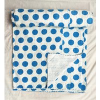 Boho Polka Dot Quilt Kantha Handgemacht Vintage Quilts King Size Bettwäsche Decke Tagesdecke Quilting Hippie Zum Verkauf von jaipurdecorart