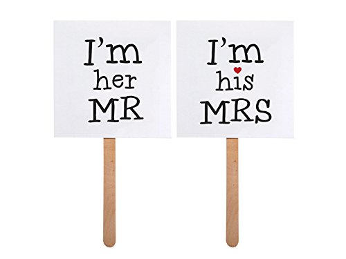 Foto-Zubehör Requisiten Hochzeit Lustige Schilder "I'm her MR" und "I'm his MRS" von jakopabra