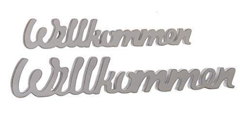 Schriftzug Holz Willkommen weiß Vintage Deko Shabby White Welcome von jakopabra