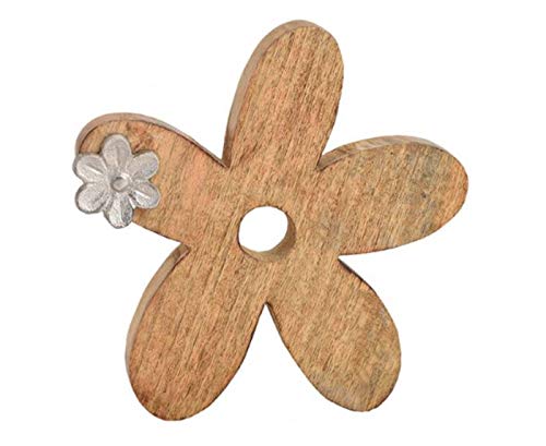 jakopabra Deko Blume aus Holz 21cm / Holzblume mit Metall Verzierung/Blume zum Hinstellen von jakopabra