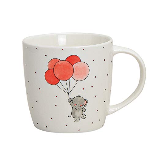 jakopabra Tasse Kaffeetasse Teetasse Elefant/Porzellan Becher mit süßem Druck/Elefanten Tasse (Elefant und Luftballons) von jakopabra