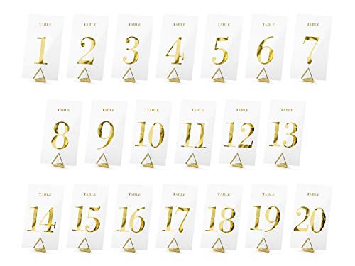 jakopabra Tischnummern 1-20 in Gold/transparent, schlicht und edel von jakopabra