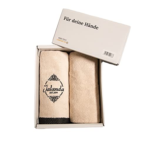 jalanda Handtücher | 2er-Set | 550 g/m² | 50x100 cm (Creme beige) | Oeko-Tex 100 Zertifiziert von jalanda