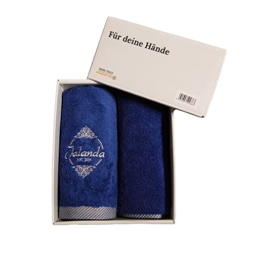jalanda Handtücher | 2er-Set | 550 g/m² | 50x100 cm (Royalblau) | Oeko-Tex 100 Zertifiziert von jalanda