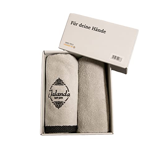 jalanda Handtücher | 2er-Set | 550 g/m² | 50x100 cm (Silbergrau) | Oeko-Tex 100 Zertifiziert von jalanda