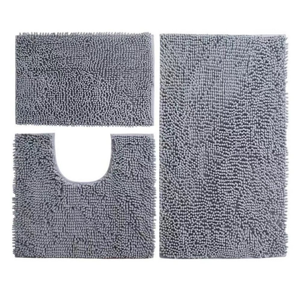 Badematte Badezimmer-Bodenmatte, dreiteiliges Set, rutschfeste Badezimmermatte jalleria, 40×60+50×50( U) +50×80 CM von jalleria