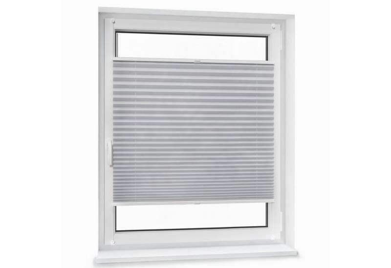 jalousiescout Plissee Pure Plissee, Basic, Polyester-Stoff, 60 x 110 cm, grau, ohne Bohren, verspannt, halbtransparent, Polyester von jalousiescout