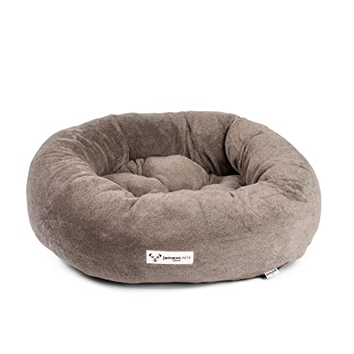 JAMAXX® Deluxe Hundebett 60cm Donut Hundekörbchen Deluxe Faux-Pelz hochwertig HundeSofa flauschig Wash - Hundekorb rund für kleine Hunde Katzen, Hundekissen Brillante Trend Farben PDB2083 S, Schoko von jamaxx-pets