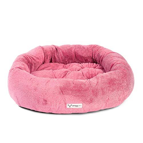 JAMAXX® Luxus Hundekörbchen Donut Hundebett Kissen 85cm Style mit Brillanz Elegance Kuschel HundeSofa flauschig - waschbar Hundekissen mittelgroße Hunde Exklusiver Stoff Super-Soft PDB2083 M Dk salmon von jamaxx-pets