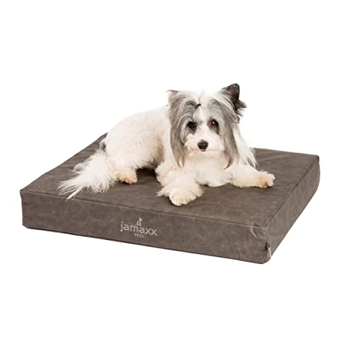 JAMAXX® Premium Kunstleder orthopädisches Hundekissen Hundebett Matte Memory Foam - ViscoElastisch Grosse Hundematratze, Hochwertiges Kunstleder abwaschbar Sofa kleine Hunde PDB1017 S Vintage-grau von jamaxx-pets