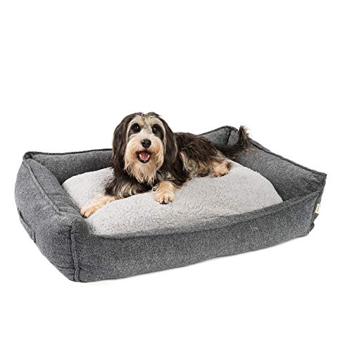 JAMAXX Premium Hundebett Orthopädisch Memory Visco Schaum Waschbar Abnehmbarer Bezug Wasserabweisend - Weiches Sofa Hundekorb Hunde-Körbchen mit Wendekissen / PDB2004 (M) 90x70 grau von jamaxx-pets