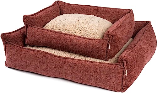 JAMAXX Premium Hundebett Orthopädisch Memory Visco Schaum Waschbar Abnehmbarer Bezug Wasserabweisend - Weiches Sofa Hundekorb Hunde-Körbchen mit Wendekissen / PDB2004 S-XL (120 x 90 (L), Terracotta) von jamaxx-pets