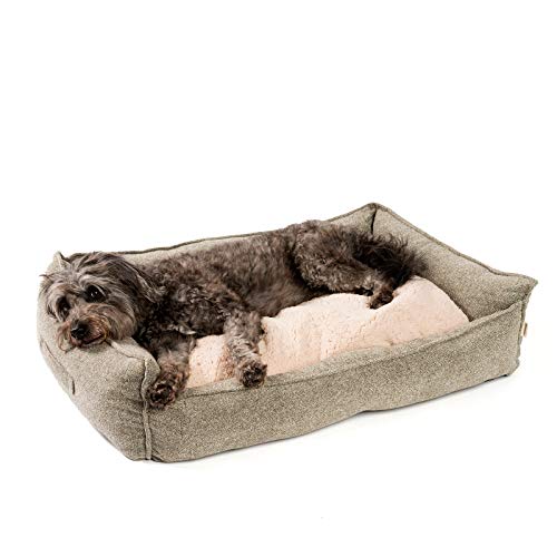 JAMAXX Premium Hundebett Orthopädisch Memory Visco Schaum Waschbar Abnehmbarer Bezug Wasserabweisend - Weiches Sofa Hundekorb Hunde-Körbchen mit Wendekissen / PDB2004 S-XL (90x70 (M), Sand von jamaxx-pets