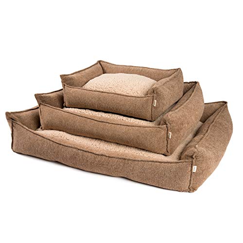 JAMAXX Premium Hundebett Orthopädisch Memory Visco Schaum Waschbar Abnehmbarer Bezug Wasserabweisend - Weiches Sofa Hundekorb Hunde-Körbchen mit Wendekissen / PDB2004 S-XL, 65x50 (S), Caramel-braun von jamaxx-pets