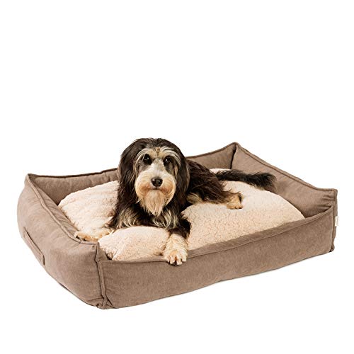 JAMAXX Premium Hundebett Orthopädisch Memory Visco Schaum Waschbar Wendekissen Wasserabweisend/Hundekörbchen Weicher Samtartiger Sofa Stoff Hundekissen Hundekorb PDB2002 (90x70 (M), braun von jamaxx-pets