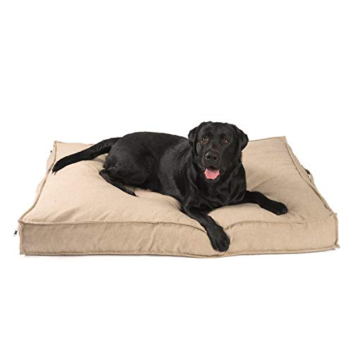 JAMAXX Premium Hundekissen in edler Leinen-Optik/Orthopädisch Memory Visco Schaumstoff/Waschbar Abnehmbarer Bezug/Wasserabweisender Innenbezug - Hundebett PDB1005 (L) 120x90 Coffee-beige von jamaxx-pets