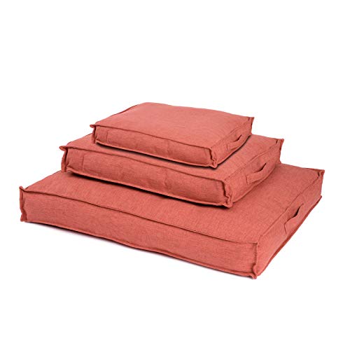 JAMAXX Premium Hundekissen in edler Leinen-Optik - Orthopädisch Memory Visco Schaumstoff/Waschbar Abnehmbarer Bezug/Wasserabweisender Innenbezug - Hundebett PDB1005,90x70 (M) Terracotta von jamaxx-pets