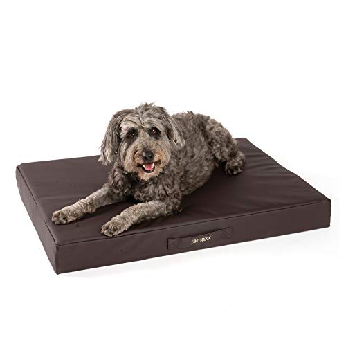 JAMAXX Premium Kunstleder - Orthopädische Matratze mit Memory Schaumstoff, Abwaschbare Matte/Abnehmbarer Bezug Wasserabweisend/Hunde-Bett mit funktionalem Visco Schaumstoff PDB1017-90x65 (M) braun von jamaxx-pets