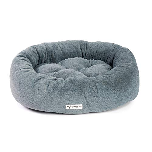 JAMAXX® Luxus Hundekörbchen Donut Hundebett Kissen 85cm Style mit Brillanz Elegance Kuschel HundeSofa flauschig - waschbar Hundekissen für mittelgroße Hunde, Exklusiver Stoff Super-Soft PDB2083 M grau von jamaxx-pets