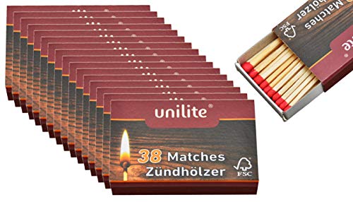 jameitop® Streichhölzer 16 Schachteln Holz/Feuer Zündholzschachtel Zündhölzer 608 Stück Sicherheitszündhölzer, 45mm von jameitop