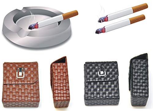 jameitop®Geschenk 2er SET Zigarettenetui Rattan Deluxe schwarz/braun von jameitop