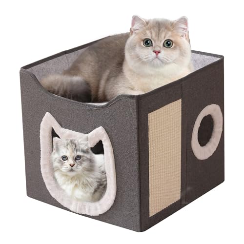 Klappbare Katzenhaus, Großes Kuscheliges Katzenhöhle Katzenbett Höhle Mit Kratzbrett Und Ball Katzenzelt Für Katzen Hunde Haustiere Indoor Outdoor von jamgeery