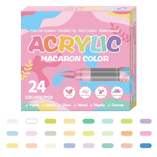 jamgeery Acryl Farbmarker,24 Farben Für Kreative Projekte | Wasserbasiert Lichtbeständig Grafikpinsel Für Holz Eier Whiteboard Beschilderung Stein Leder Schulprojekte jamgeery Acryl Farbmarker,24 Farben Für Kreative Projekte | Wasserbasiert Lichtbeständig Grafikpinsel Für Holz Eier Whiteboard Beschilderung Stein Leder Schulprojekte von jamgeery