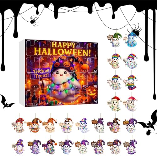 jamgeery Countdown Kalender - 24 Tage Countdown Kalender Mit Geisteranhänger | Acryl 2D Schmuck Dekoration Für Festliche Hausdekoration Partys Wanddekoration von jamgeery