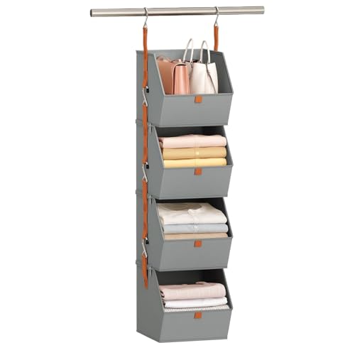jamgeery Hängeorganizer Mit 4 Taschen, Platzsparend Hängeregal Schrankorganizer Hängeaufbewahrung Kleiderschrank-Organizer Tür-Organizer Für Schlafzimmer, Wohnzimmer, Bad, Küche von jamgeery