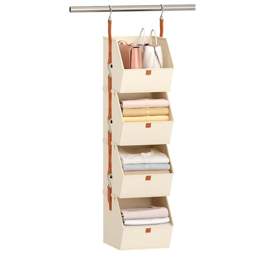 jamgeery Hängeorganizer Mit 4 Taschen, Platzsparend Hängeregal Schrankorganizer Hängeaufbewahrung Kleiderschrank-Organizer Tür-Organizer Für Schlafzimmer, Wohnzimmer, Bad, Küche von jamgeery